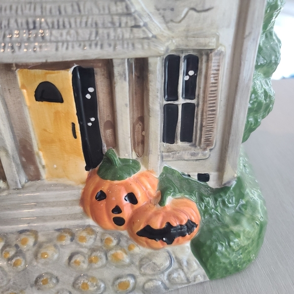 Sakura Debbie Mumm Halloween Cookie Jar Haunted House Ceramic Collectible Ghost - Picture 6 of 13